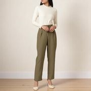 【夏物値下げ！】ナチュラルな風合い＆さらり涼やか　麻混　テーパードパンツ