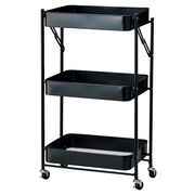 キャスター付き折りたたみワゴン　収納/ワゴン/折り畳み/キッチンワゴン