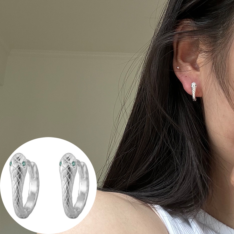 へびフープピアス 蛇 スネーク キャッチレス バックレス S925 シルバーアクセサリー アレルギー対応
