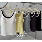トップス タンクトップ キャミソール クルーネック 細身 スリム タイト