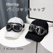 パイロットハット ゴーグル付きキャップ メンズ 帽子 お洒落 カジュアル べーズボール バイザー