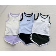 【2点セット】2025春夏新作 子供服  ベビー服  アパレル   袖なし tシャツ+ショットパンツ   男女兼用