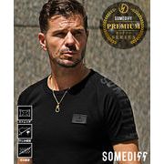 【2025年夏の新作】ラグラン 両肩プリント 半袖 クルーネック Tシャツ／SOMEDIFF