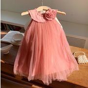 全3色[80-130cm] 女の子 フレンチローズ風チュールワンピース ノースリーブ プリンセスドレス 発表会