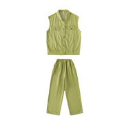 キッズ ダンス 衣装 グリーンベスト グリーンパンツ 2点セット
