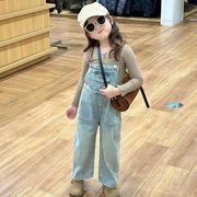 2025春夏子供服 カジュアル系 デニムサロペット  韓国風 オールインワン 男女兼用 キッズ服 [90~140cm]