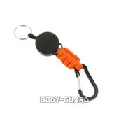 カラビナリールキーホルダー　ミニ　パラコード　オレンジ