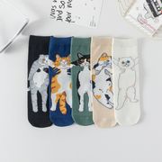 かわいい  猫柄靴下  レディース コットンソックス   ねこ ネコの靴下  動物柄靴下    猫雑貨  全5色