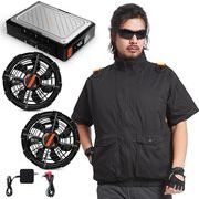 空調作業服 半袖 43V超高電圧 ファンバッテリーセット EVE製高性能21700型電池 6段階風速 急速充電