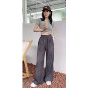 2025夏新作   韓国風スリムワイドパンツ カジュアルパンツ