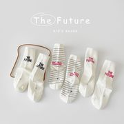 女児 【3ペア組】バタフライ付きミドル丈コットンソックス 秋冬新作 ホワイトカラー
