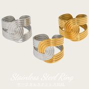 バイカラー指輪　ステンレス リング「高品質」アクセサリー アレルギー対応 デザイン18Kリング