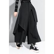 ゆったり丈 フェイクツーピース ワイドパンツ 2025欧米風カジュアル 大サイズ対応