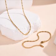ステンレスネックレス ジルコニア デザインネックレス　アレルギー対応　18Kコーティング「高品質」★2025