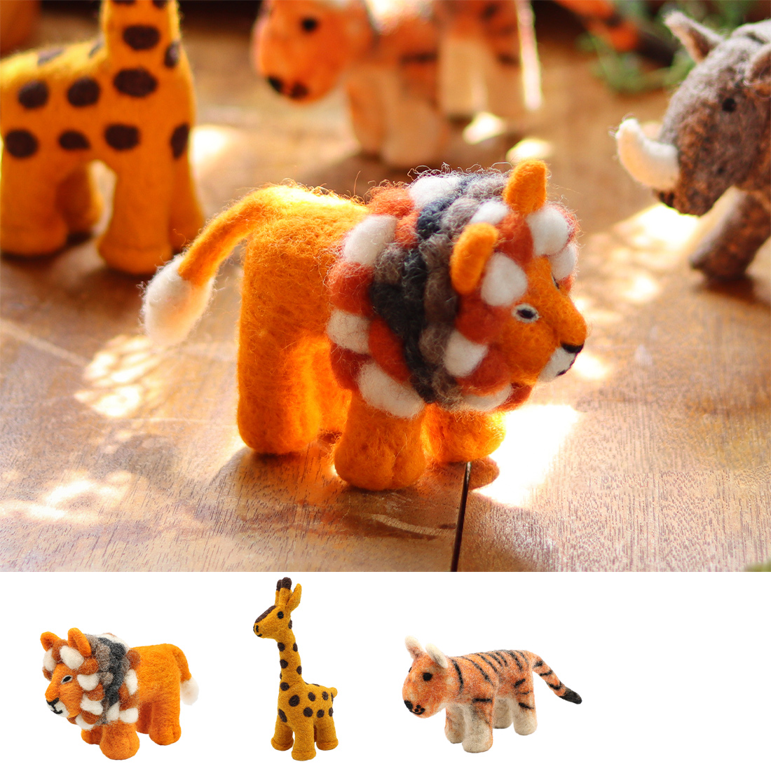 ネパールフェルトアニマル[フエルト虎トラとら麒麟きりん人形動物置物25AW]