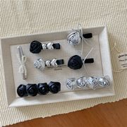 韓国風レザー風花リボン髪留め レトロ可愛い前髪ピン