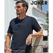 【2025年夏の新作】シアサッカー ヘンリーネック 半袖 Tシャツ／Joker