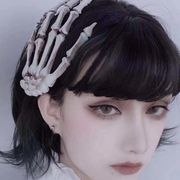 Y2K  ハロウィン ガール ヘアクリップ ヘアピン ゴシック ダーク系 コスプレ パーティ 髑髏 骨 手