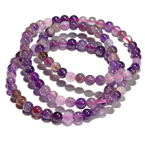 約6mm アメジスト3連 ブレスレット Amethyst 紫水晶【ランダム発送