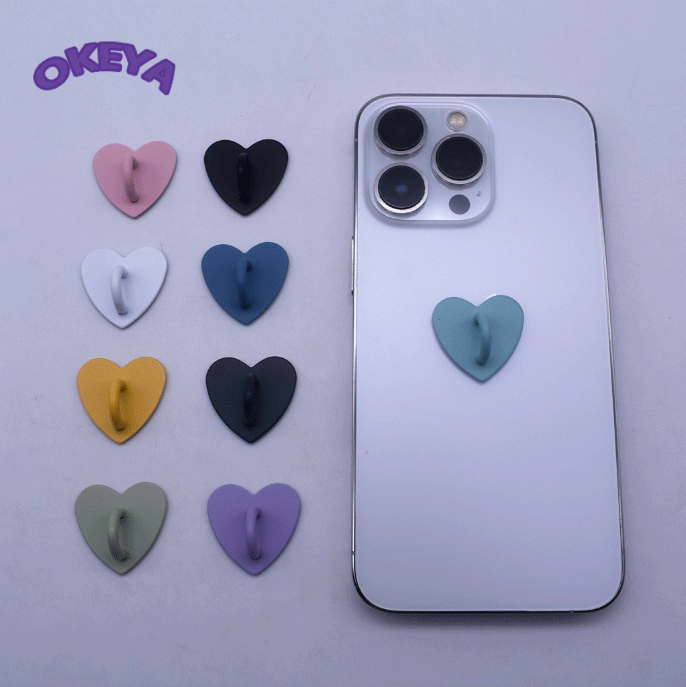 キーリングハンガー スマホチェーン DIYパーツ ハート型 貼り付け スマホケース アクセサリー 9色展開