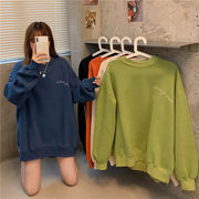 2025新作 原宿風 レディース 秋冬トップス 厚手スウェット ゆったり ラウンドネック