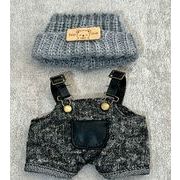 綿人形 墨黒 つなぎ服 帽子ドールハウス ドール用 着せ替えミニ ドールぬいぐるみ用服 17cm