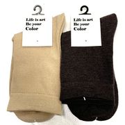 【お買得限定品☆ゆったりと柔らか】婦人　アクリル混　ゴムなし　厚手　無地ソックス