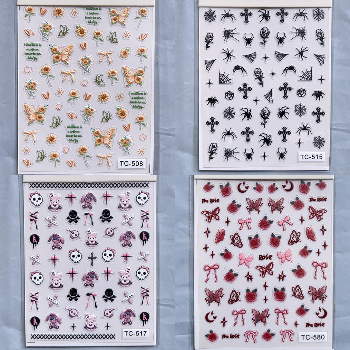 ネイルシール 動物 ジェルネイル ネイルテッカー 貼るだけ かわいい 花 ドット 猫 犬 兎 熊 立体 5D