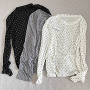 ドット柄Tシャツ　デザイン　レディース　INS　韓国ファッション