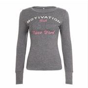 トップス Tシャツ ブラウス スリム 長袖  プリント レディース