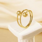 レディース｜幾何ゴールドビーズステンレスリング（開口タイプ）　指輪