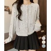 【日本倉庫即納】 パール付き ニットカーディガン大人可愛い