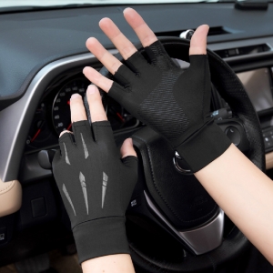 メンズ スポーツ用クールグローブ【半指/滑り止め/UVカット/アイス素材/通気性/手袋】