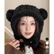 【日本倉庫即納】 くま耳帽子韓国風ニットキャップファー帽子