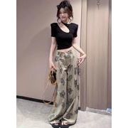 ボトムス レディース ズボン パンツ  ワイドパンツ スラックス プリント
