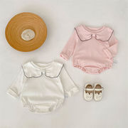 2025秋新作　ベビー服　女の子　リボンカラー　長袖　ロンパース　可愛い　おしゃれ　子供服　柔らか　2色