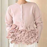 今季マストバイ   気質   おしゃれ  個性的   フリル ティアード ニット  カーディガン