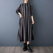 【2025秋新作】ストライプデザインロングワンピースカジュアル