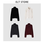 プレミアム品質　ウール100％片リブ　カーディガン