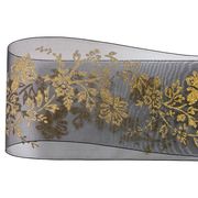 【2025年AW新作】プリントオーガンジーリボン５０ｍｍ ３黒 1巻（5ｍ）RO004561-003