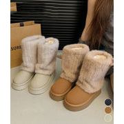 【日本倉庫即納】 フェイクムートンブーツ 厚底ファーブーツ