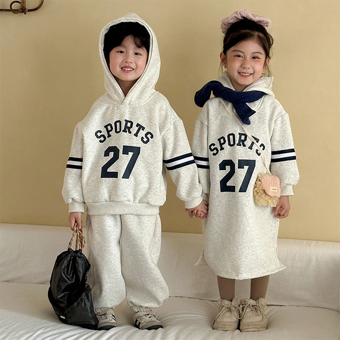 2025秋冬※QQMM☆姉妹兄弟コーデ 子供裏起毛 スウェットセット OR ワンピース