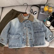 [80-130cm] 男の子 デニムジャケット 秋冬キッズボーイズ 中綿アウター 2025年新作 おしゃれカジュアル