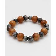 【お洒落な数珠ブレスレット！「岩座」屋久杉 珪化木ブレスレット 八芒星】PETRIFIED WOOD