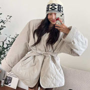 今季マストバイ 　おしゃれ　厚手 長袖  キルティング    ダイヤ柄   コットンコート