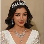 花嫁用 ティアラ3点セット ネックレス＆ピアス付き 欧米風 豪華でエレガントなウェディングアクセサリー