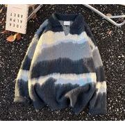 秋冬トップス メンズ ニット セーター ポロ襟 防寒