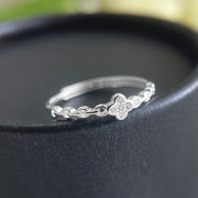 クローバーシルバー指輪 ダイヤモンド リング シルバーアクセサリー アレルギー対応 おしゃれ 上品