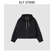 ショート パファージャケット フード付き ドローコード調整可能