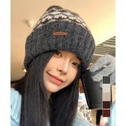 【日本倉庫即納】 フェアアイル柄ニット帽防寒ニットキャップ